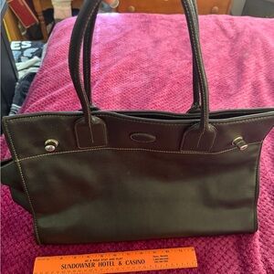 XL Elegant Black Pleather Tote Bag